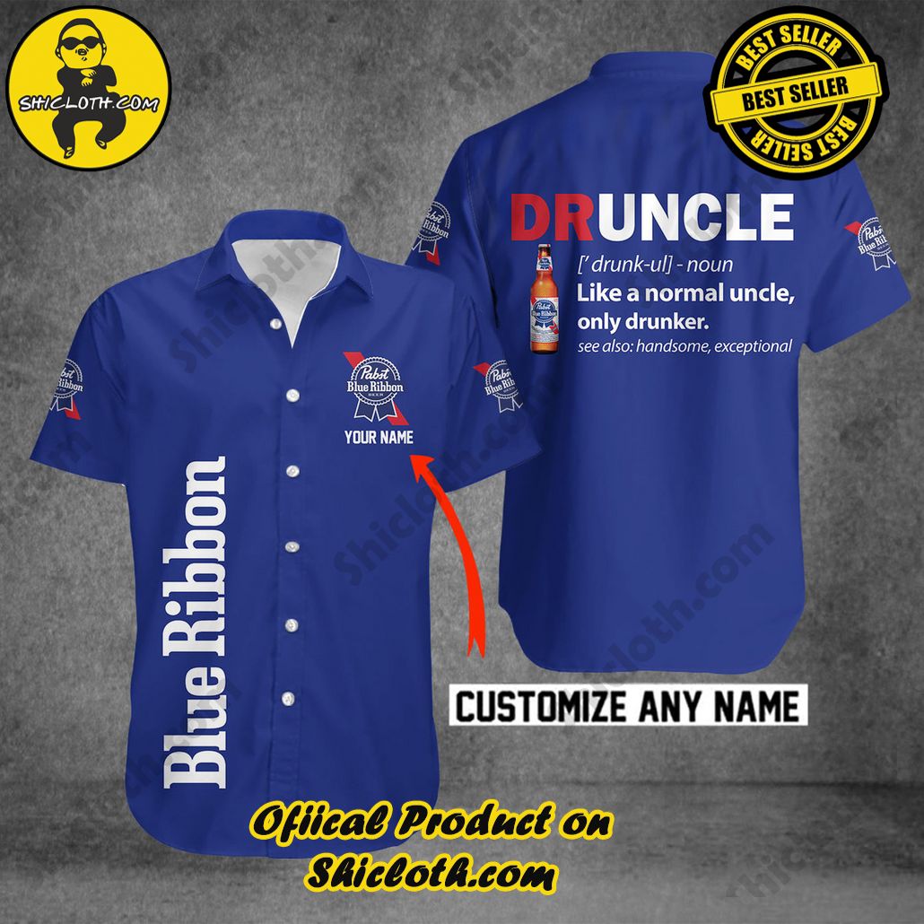 Experience Paradise: Shicloth's Tropical Flower Hawaiian Shorts 16 Druncle Pabst Blue Ribbon Personalized Button Shirt