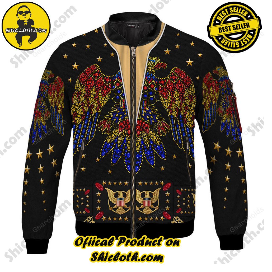 Bomber Elegance: Unveiling Shiclothshop's Timeless Jacket Marvel 5 Elvis Eagle Black Bomber Jacket