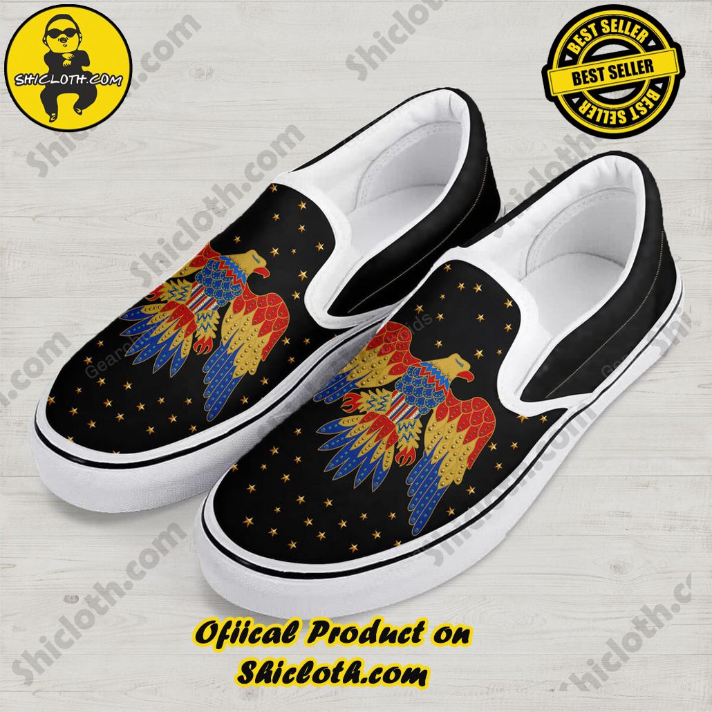 Elvis Eagle Black Slip On Shoes