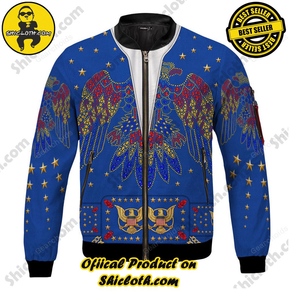 Bomber Elegance: Unveiling Shiclothshop's Timeless Jacket Marvel 6 Elvis Eagle Blue Bomber Jacket