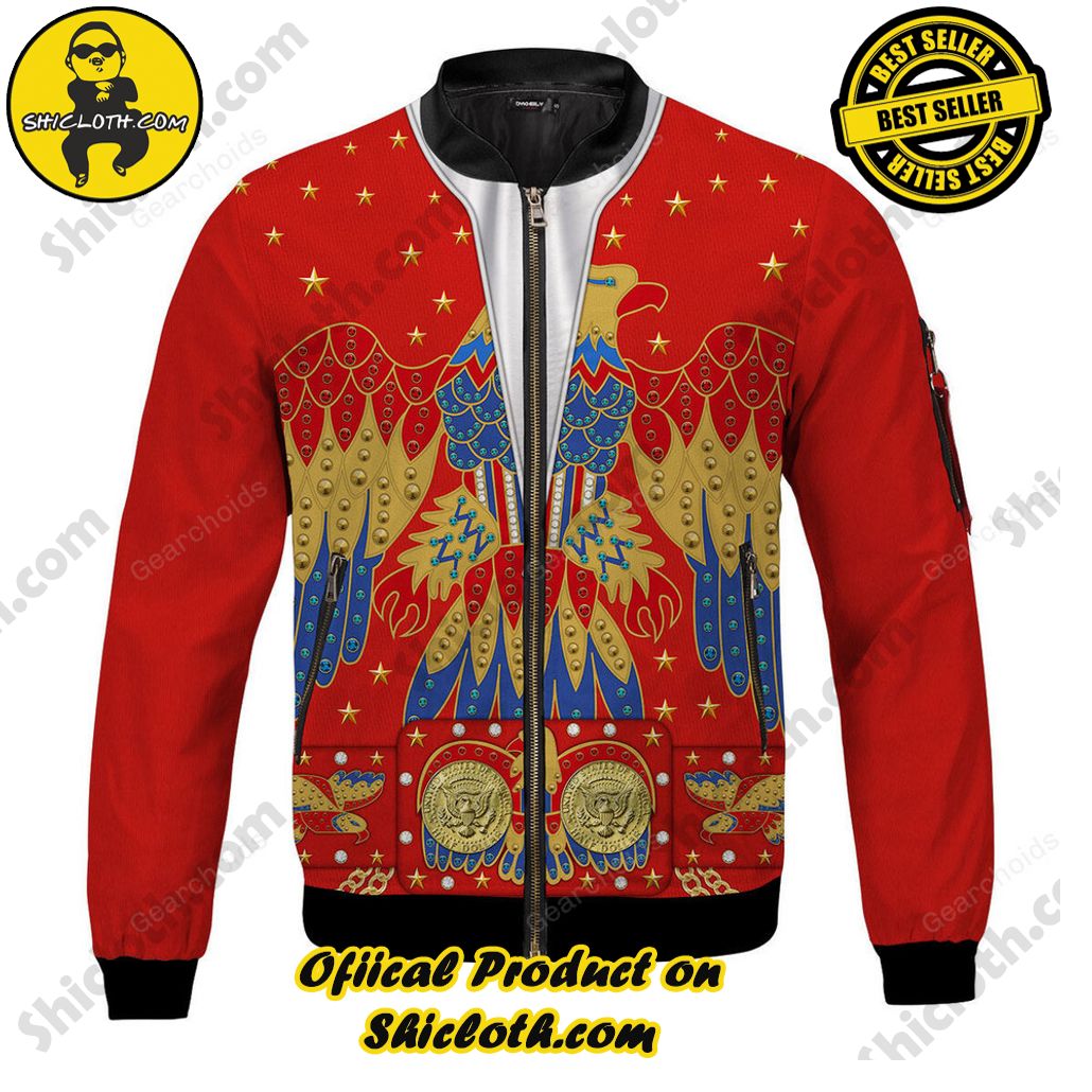 Bomber Elegance: Unveiling Shiclothshop's Timeless Jacket Marvel 9 Elvis Eagle Red Bomber Jacket