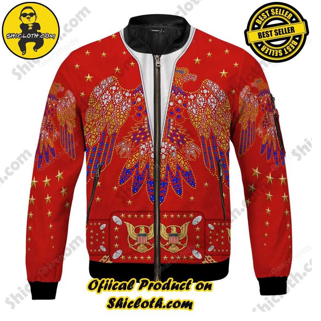 Bomber Elegance: Unveiling Shiclothshop's Timeless Jacket Marvel 10 Elvis Eagle Red Bomber Jacket Version 2