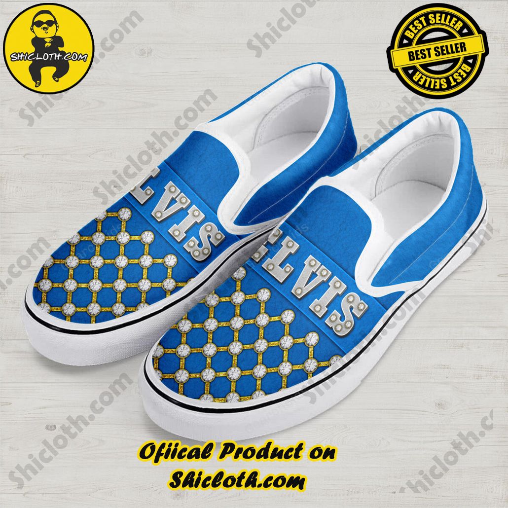 Elvis Slip On Shoes Blue Suede