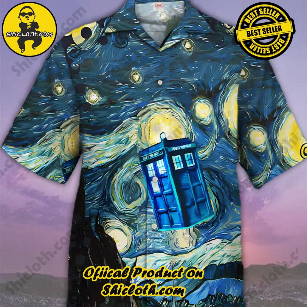 Bare the Breeze: Shiclothshop's Short Sleeve Shirts Unveiled 117 Eye-Catching Classic Famous Painting Starry Sky And Time Travel Box Printing Cuban Collar Hawaiian Short Sleeve Shirt