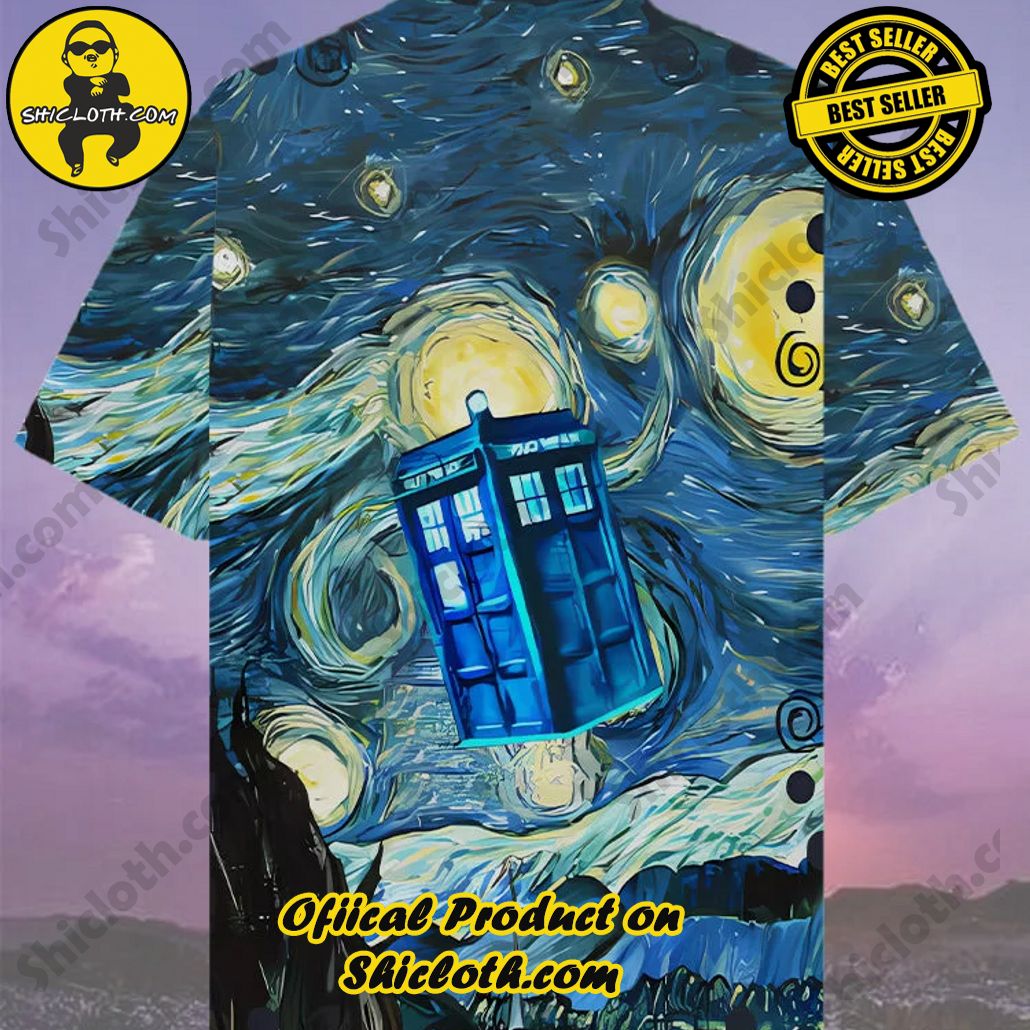Eye-Catching Classic Famous Painting Starry Sky And Time Travel Box Printing Cuban Collar Hawaiian Short Sleeve Shirt Eye-Catching Classic Famous Painting Starry Sky And Time Travel Box Printing Cuban Collar Hawaiian Short Sleeve Shirt