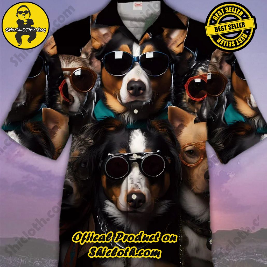 Bare the Breeze: Shiclothshop's Short Sleeve Shirts Unveiled 27 Eye-Catching Cool Dog Gang Sunglasses Dogs In The Dark Printing Cuban Collar Hawaiian Short Sleeve Shirt