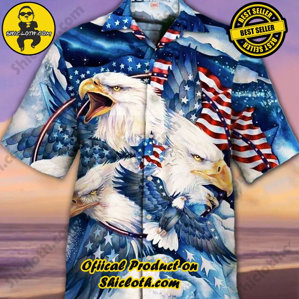 Shicloth's Tropical Elegance: Embrace Summer Vibes with Our Hawaiian Shirt and Shorts Set 32 Eye-Catching Vintage 4th Of July American Flag With Eagle Flash Printing Cuban Collar Hawaiian Short Sleeve Shirt