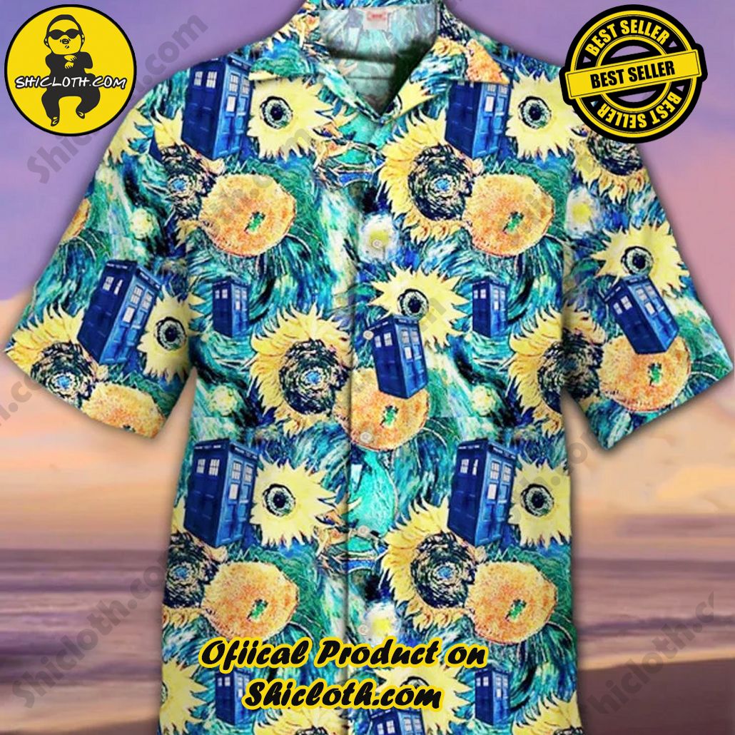 Bare the Breeze: Shiclothshop's Short Sleeve Shirts Unveiled 121 Eye-Catching Vintage Sunflower Oil Painting And Time Travel Box Printing Cuban Collar Hawaiian Short Sleeve Shirt