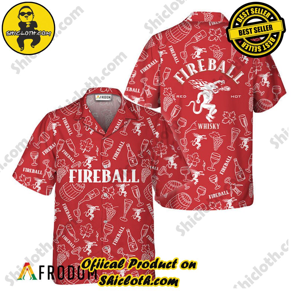 Shicloth's Tropical Elegance: Embrace Summer Vibes with Our Hawaiian Shirt and Shorts Set 106 Fireball Whisky Doodle Art Hawaiian Shirt
