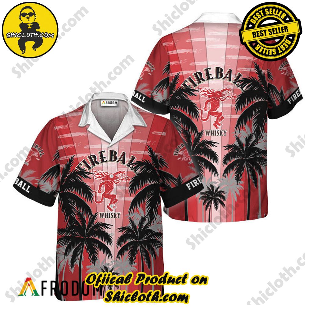 Shicloth's Tropical Elegance: Embrace Summer Vibes with Our Hawaiian Shirt and Shorts Set 107 Fireball Whisky Tropical Coconut Palms Hawaiian Shirt