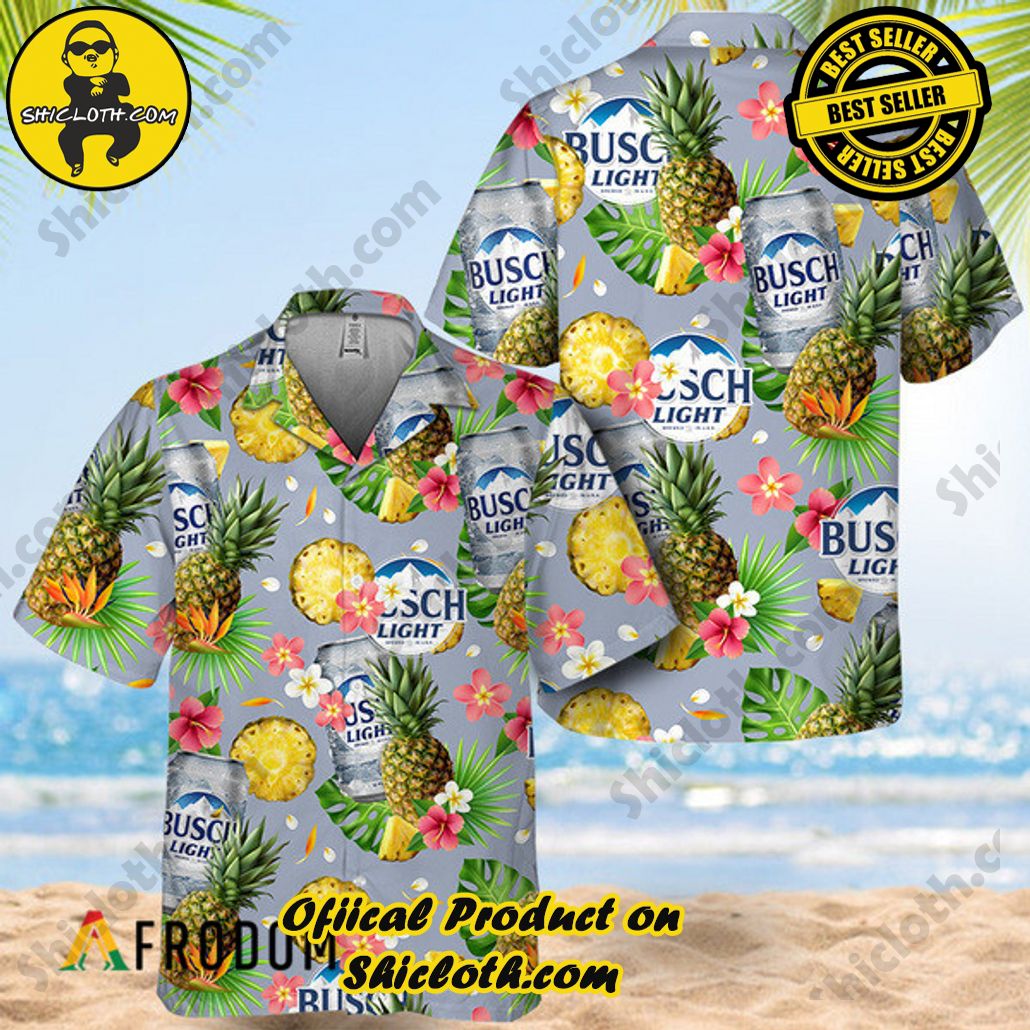 Shicloth's Tropical Elegance: Embrace Summer Vibes with Our Hawaiian Shirt and Shorts Set 110 Floral Pineapple Busch Light Hawaiian Shirt