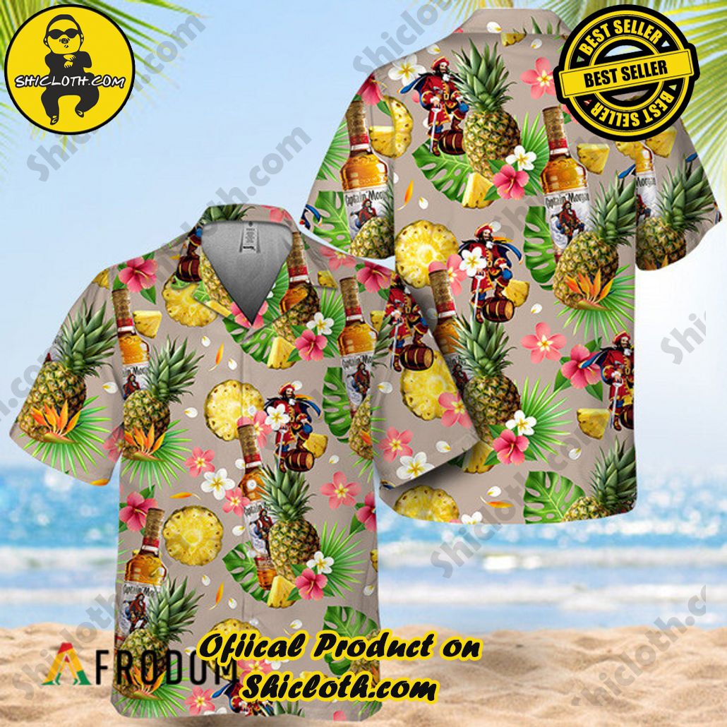 Shicloth's Tropical Elegance: Embrace Summer Vibes with Our Hawaiian Shirt and Shorts Set 111 Floral Pineapple Captain Morgan Hawaiian Shirt
