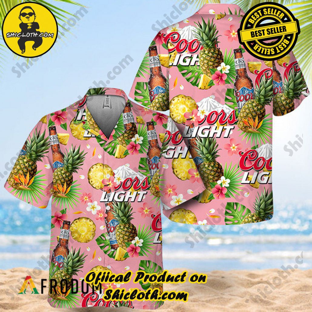 Shicloth's Tropical Elegance: Embrace Summer Vibes with Our Hawaiian Shirt and Shorts Set 112 Floral Pineapple Coors Light Hawaiian Shirt