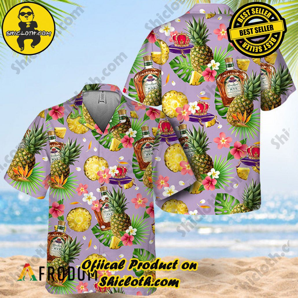 Shicloth's Tropical Elegance: Embrace Summer Vibes with Our Hawaiian Shirt and Shorts Set 113 Floral Pineapple Crown Royal Hawaiian Shirt
