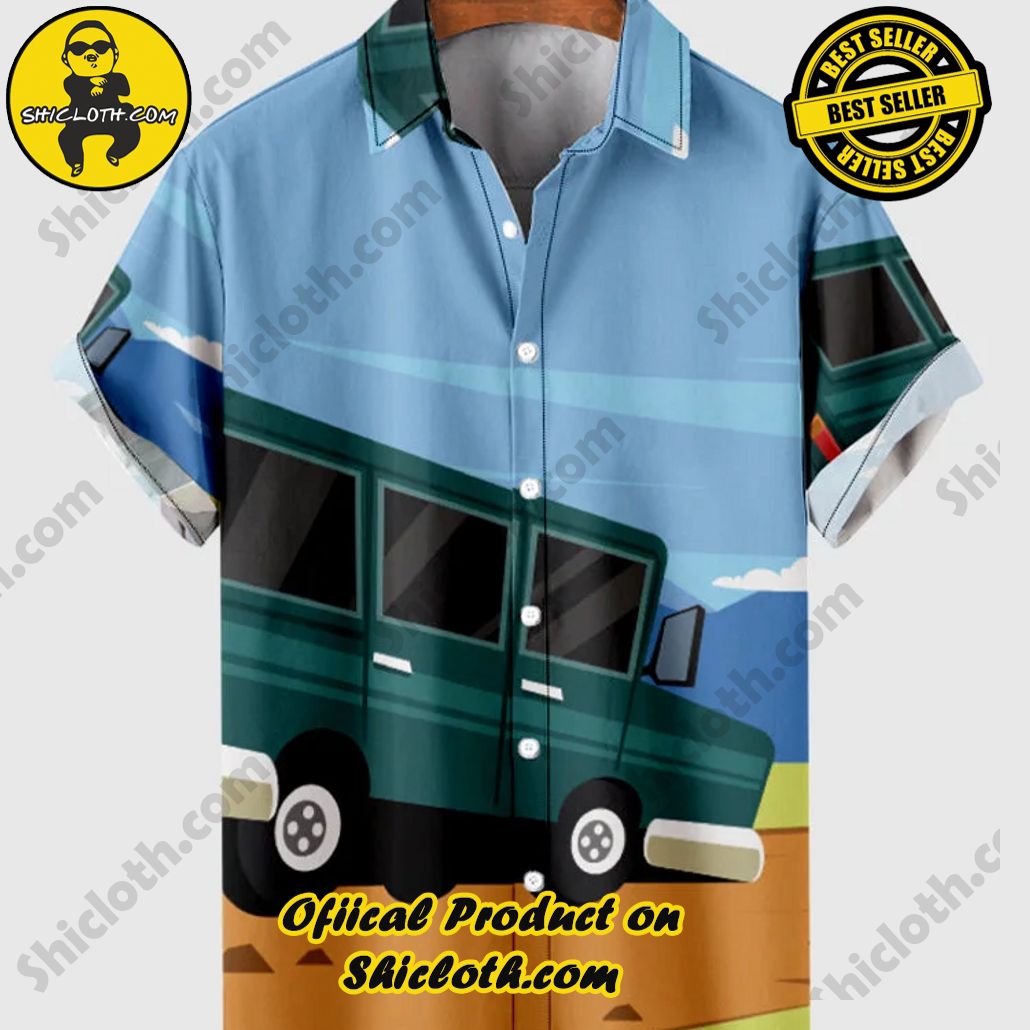 Sway into Summer Bliss with Shiclothshop's Tropical Elegance: The Hawaiian Shirt Collection 27 Full-View Painting Vintage Automobile Printing Men's Hawaiian Shirt And Short