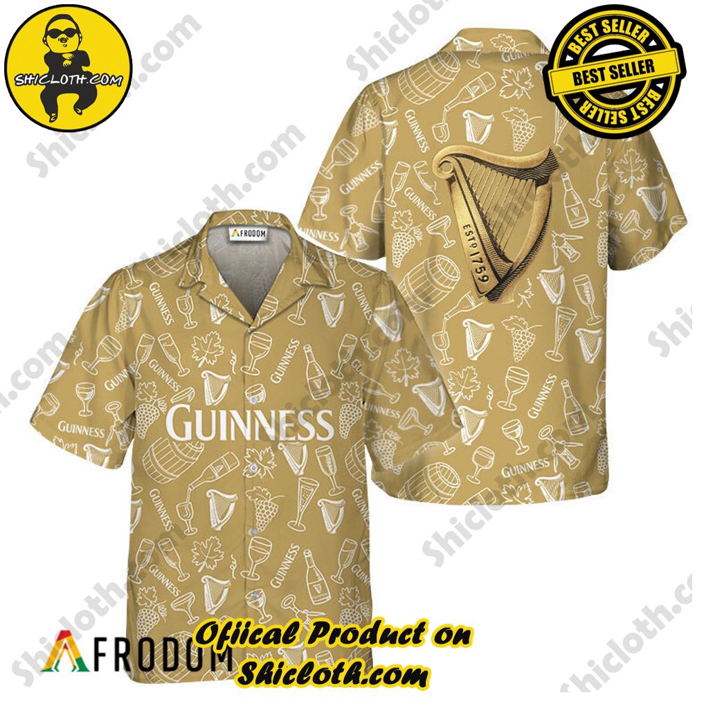Shicloth's Tropical Elegance: Embrace Summer Vibes with Our Hawaiian Shirt and Shorts Set 119 Guinness Beer Doodle Art Hawaiian Shirt