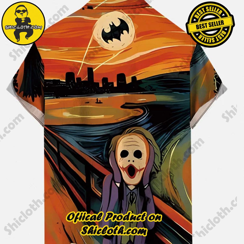 Halloween Retro Oil Painting The Scream Clown Printing Short Sleeve Shirt Halloween Retro Oil Painting The Scream Clown Printing Short Sleeve Shirt