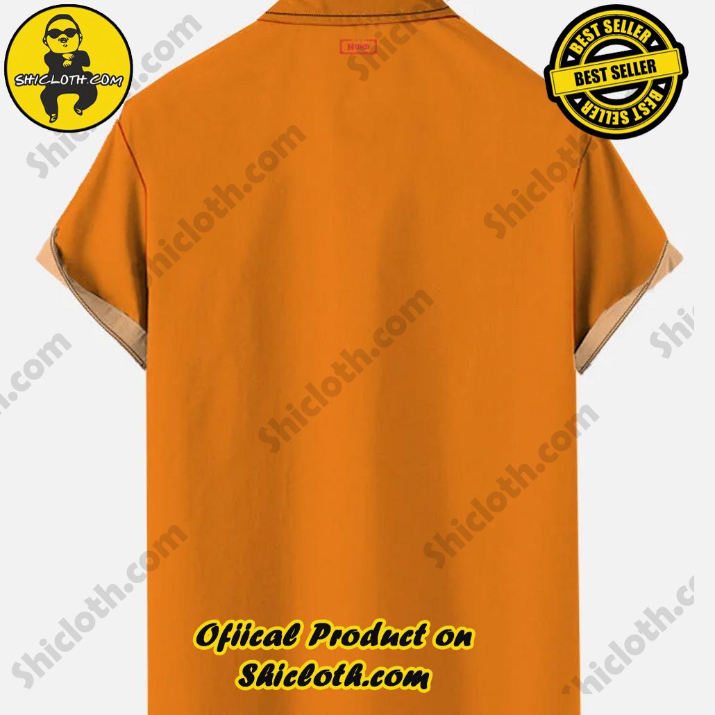 Halloween Vintage Orange And Black Cats Scratches Printing Short Sleeve Shirt Halloween Vintage Orange And Black Cats Scratches Printing Short Sleeve Shirt