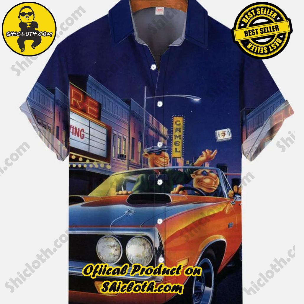 Bare the Breeze: Shiclothshop's Short Sleeve Shirts Unveiled 131 Hawaii Neon Street Market Night Retro Car Printing Short Sleeve Shirt