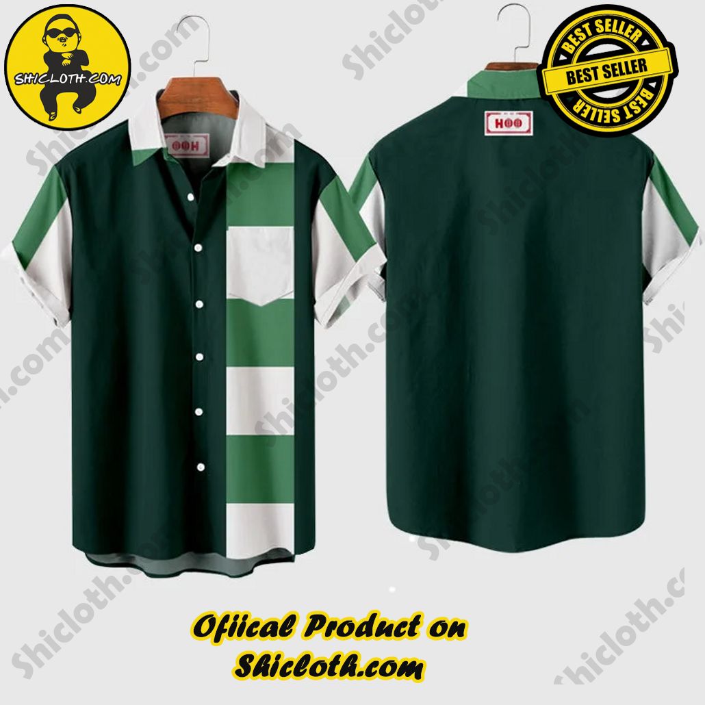 HOO Original Vintage Green Button Up Printing Men’s Short Sleeve Shirt HOO Original Vintage Green Button Up Printing Men’s Short Sleeve Shirt