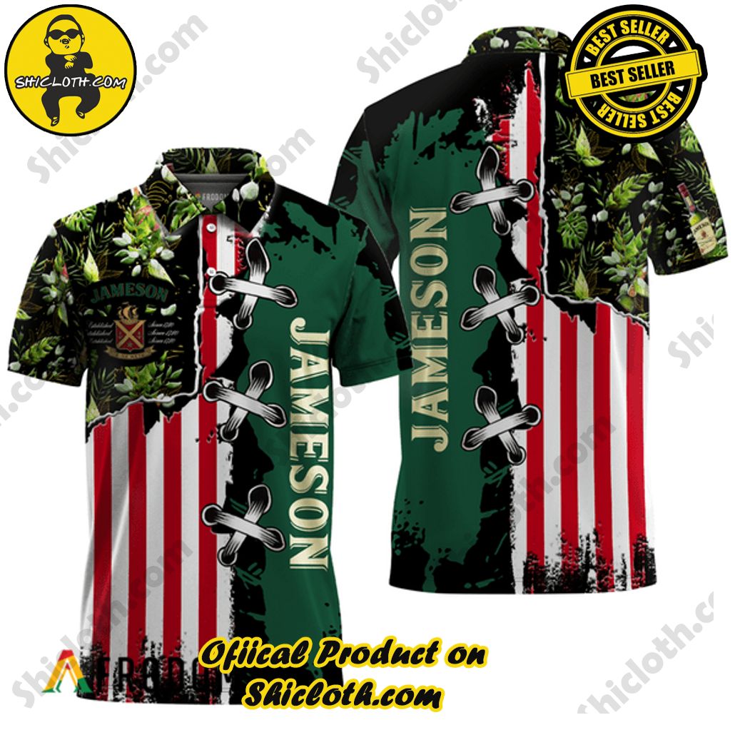 Shicloth's Tropical Elegance: Embrace Summer Vibes with Our Hawaiian Shirt and Shorts Set 144 Jameson Whiskey Fourth Of July Hawaiian Polo Shirt
