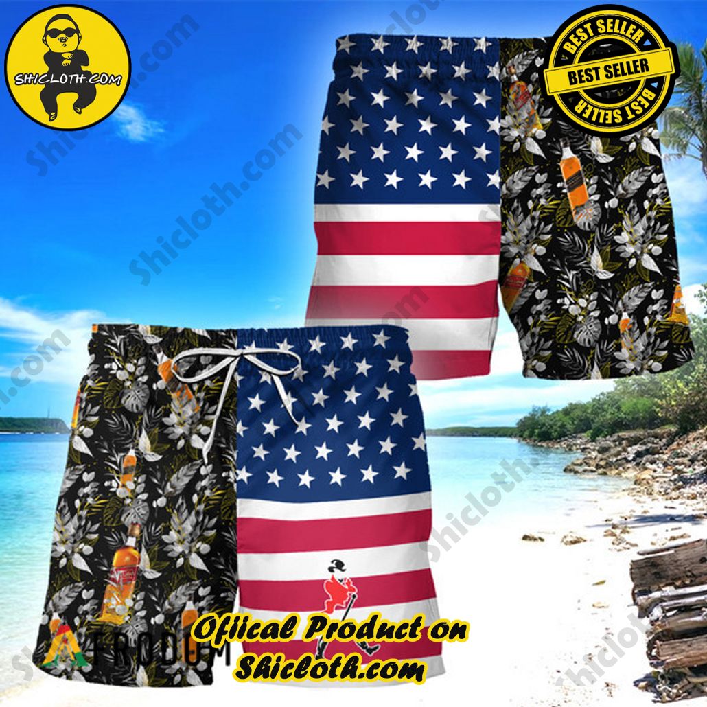Shicloth's Tropical Elegance: Embrace Summer Vibes with Our Hawaiian Shirt and Shorts Set 150 Johnnie Walker Flower American Flag Hawaiian Shorts