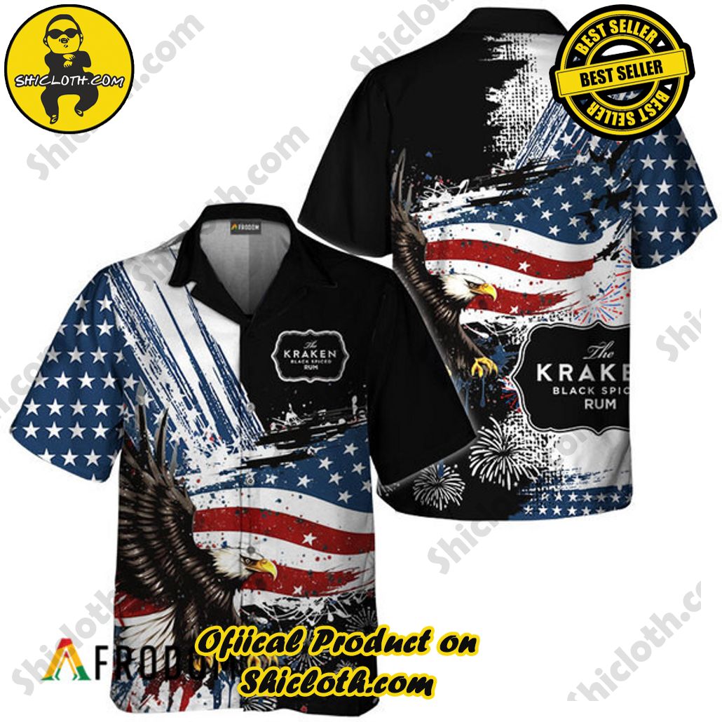 Shicloth's Tropical Elegance: Embrace Summer Vibes with Our Hawaiian Shirt and Shorts Set 155 Kraken Rum Fourth Of July Eagle Hawaiian Shirt