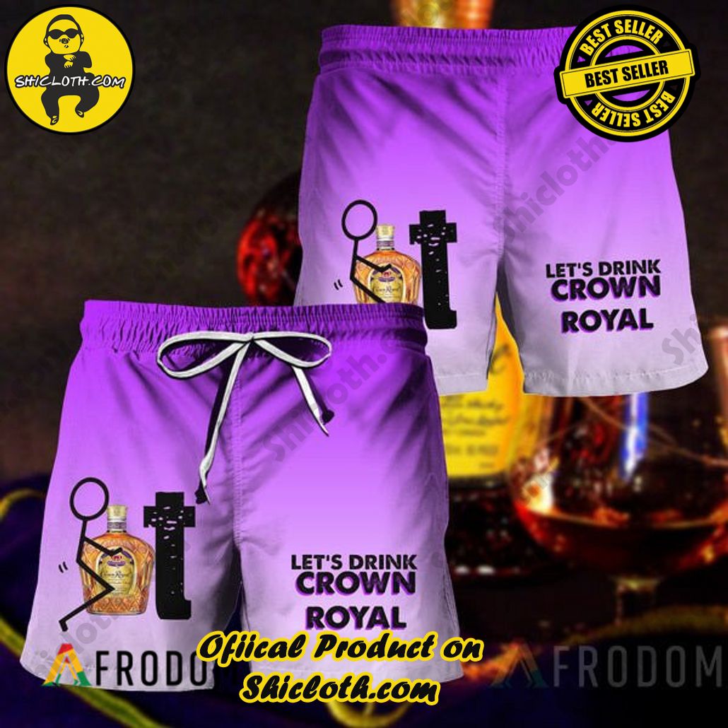 Shicloth's Tropical Elegance: Embrace Summer Vibes with Our Hawaiian Shirt and Shorts Set 162 Let's Drink Crown Royal Hawaiian Shorts