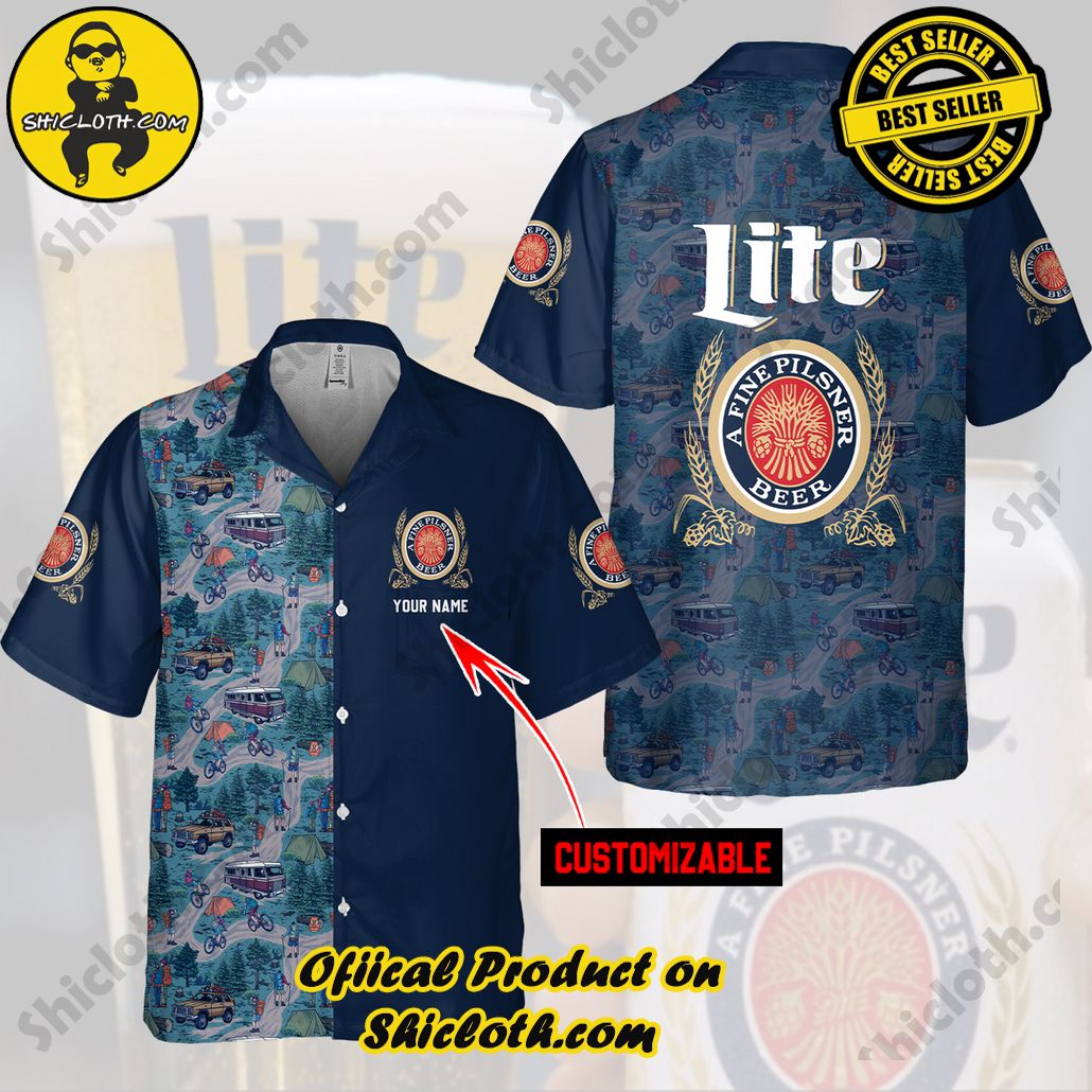 Stay Cool and Stylish: Shicloth's Tropical Button Shirt Collection 41 Lite Beer Custom Name Camping Hawaiian Shirt