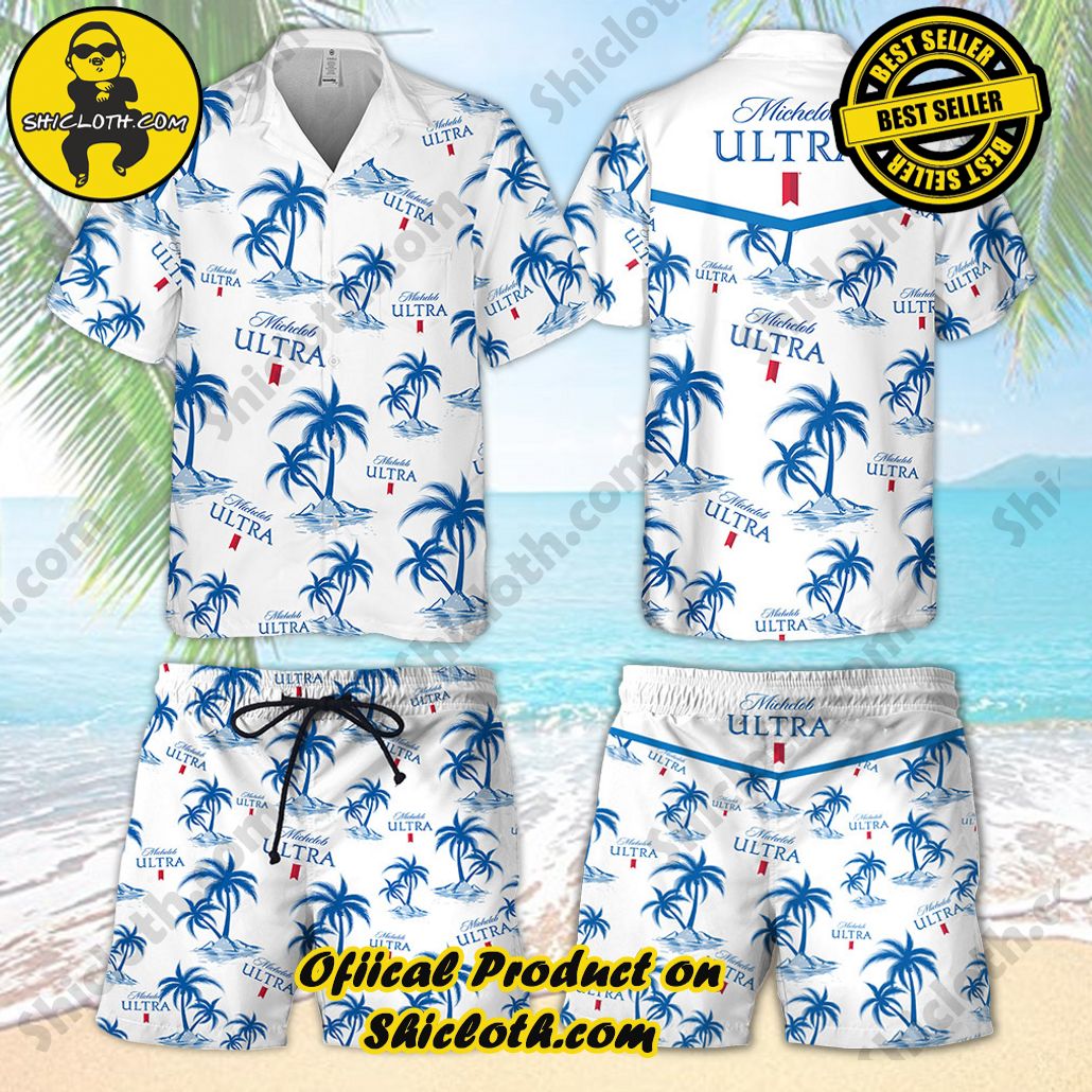Experience Paradise: Shicloth's Tropical Flower Hawaiian Shorts 30 Michelob Ultra Tropical Hawaiian Shirt and Shorts Set