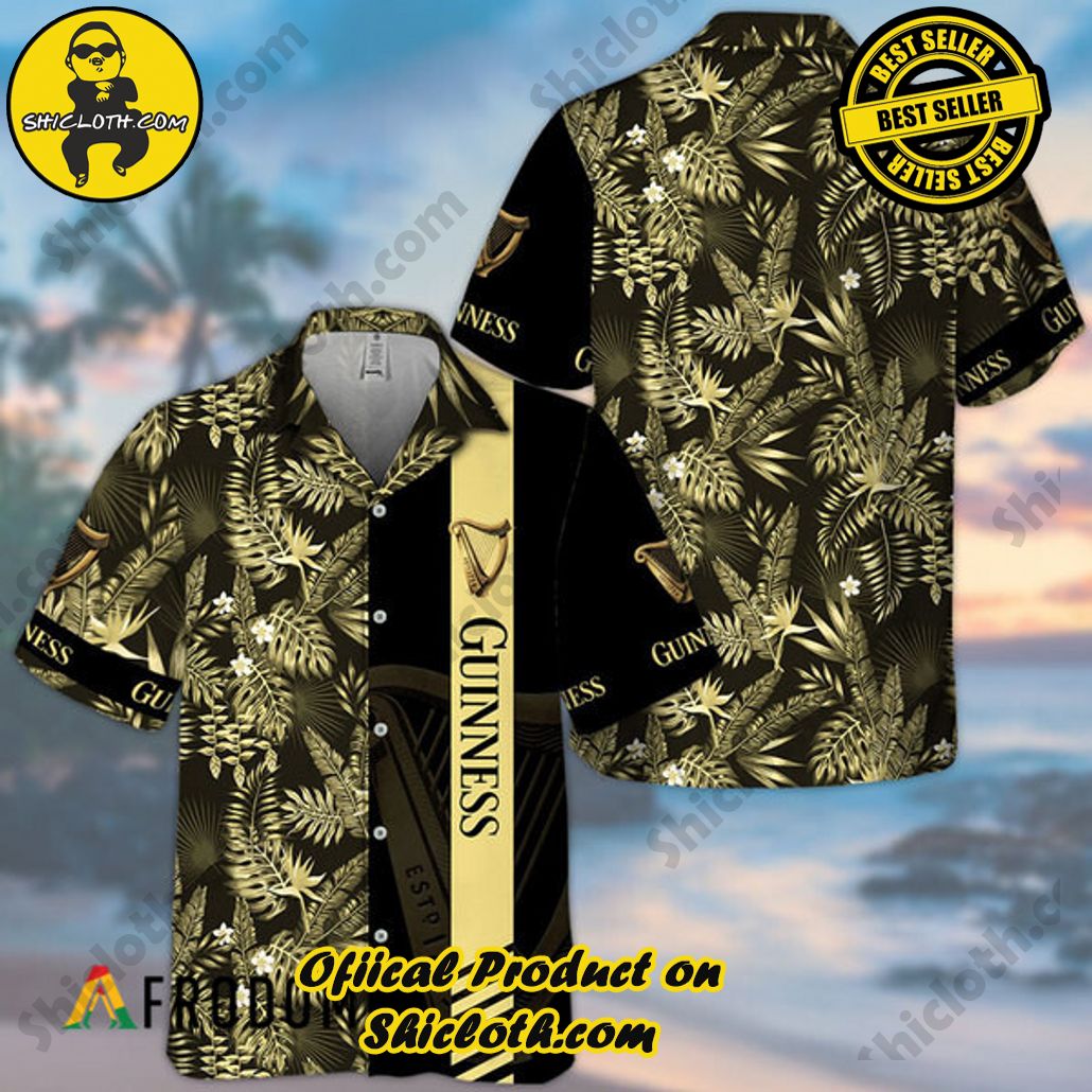 Shicloth's Tropical Elegance: Embrace Summer Vibes with Our Hawaiian Shirt and Shorts Set 175 Midnight Tropical Foliage Guinness Hawaiian Shirt