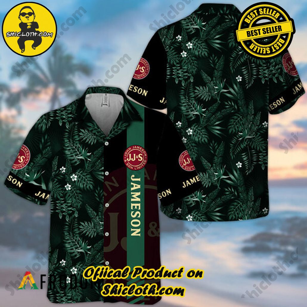 Shicloth's Tropical Elegance: Embrace Summer Vibes with Our Hawaiian Shirt and Shorts Set 176 Midnight Tropical Foliage Jameson Whiskey Hawaiian Shirt