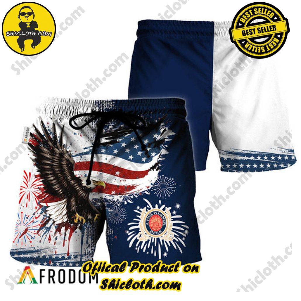Shicloth's Tropical Elegance: Embrace Summer Vibes with Our Hawaiian Shirt and Shorts Set 180 Miller Lite Fourth Of July Eagle Hawaiian Shorts