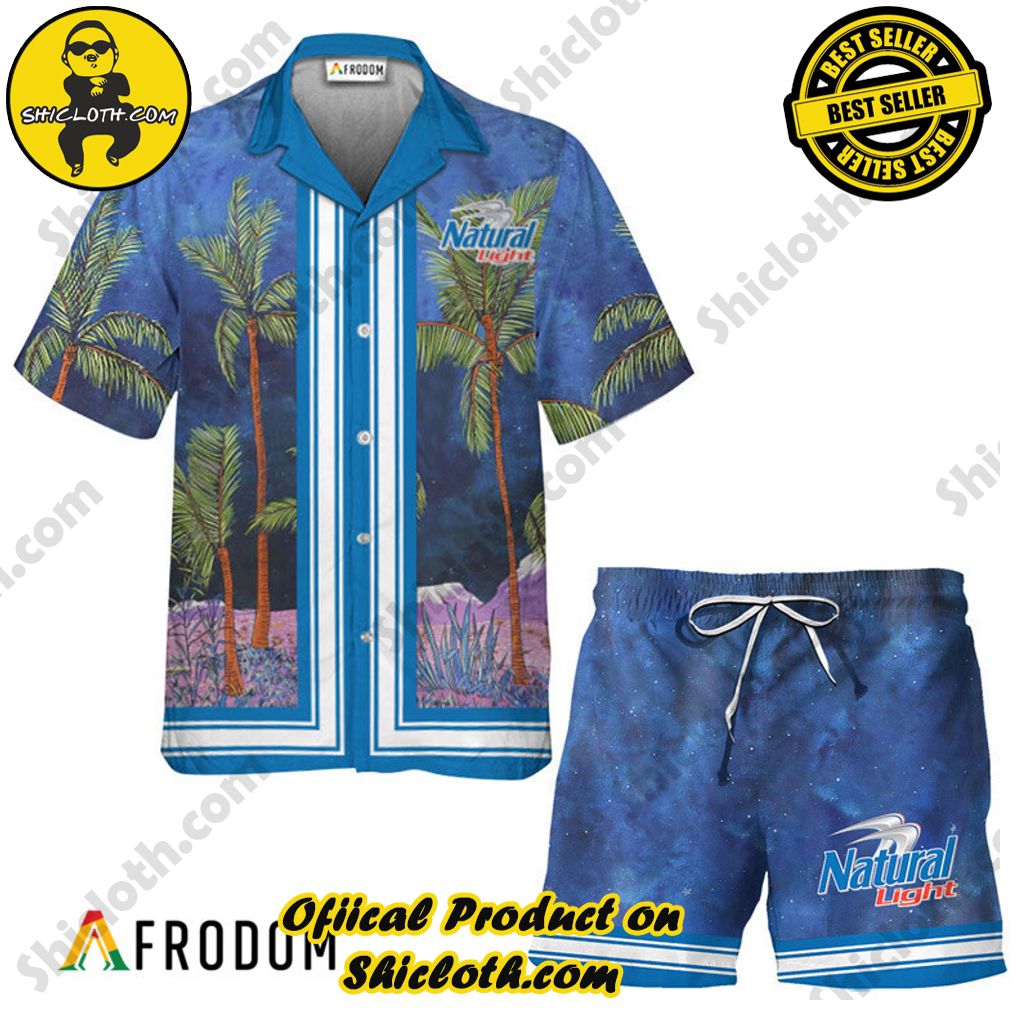 Shicloth's Tropical Elegance: Embrace Summer Vibes with Our Hawaiian Shirt and Shorts Set 191 Natural Light Star Print Bermuda Hawaiian Shirt & Shorts Set