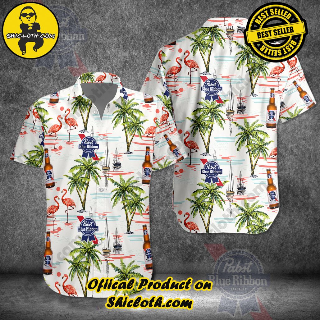 Stay Cool and Stylish: Shicloth's Tropical Button Shirt Collection 58 Pabst Blue Ribbon Tropical Flamingo Hawaiian Shirt