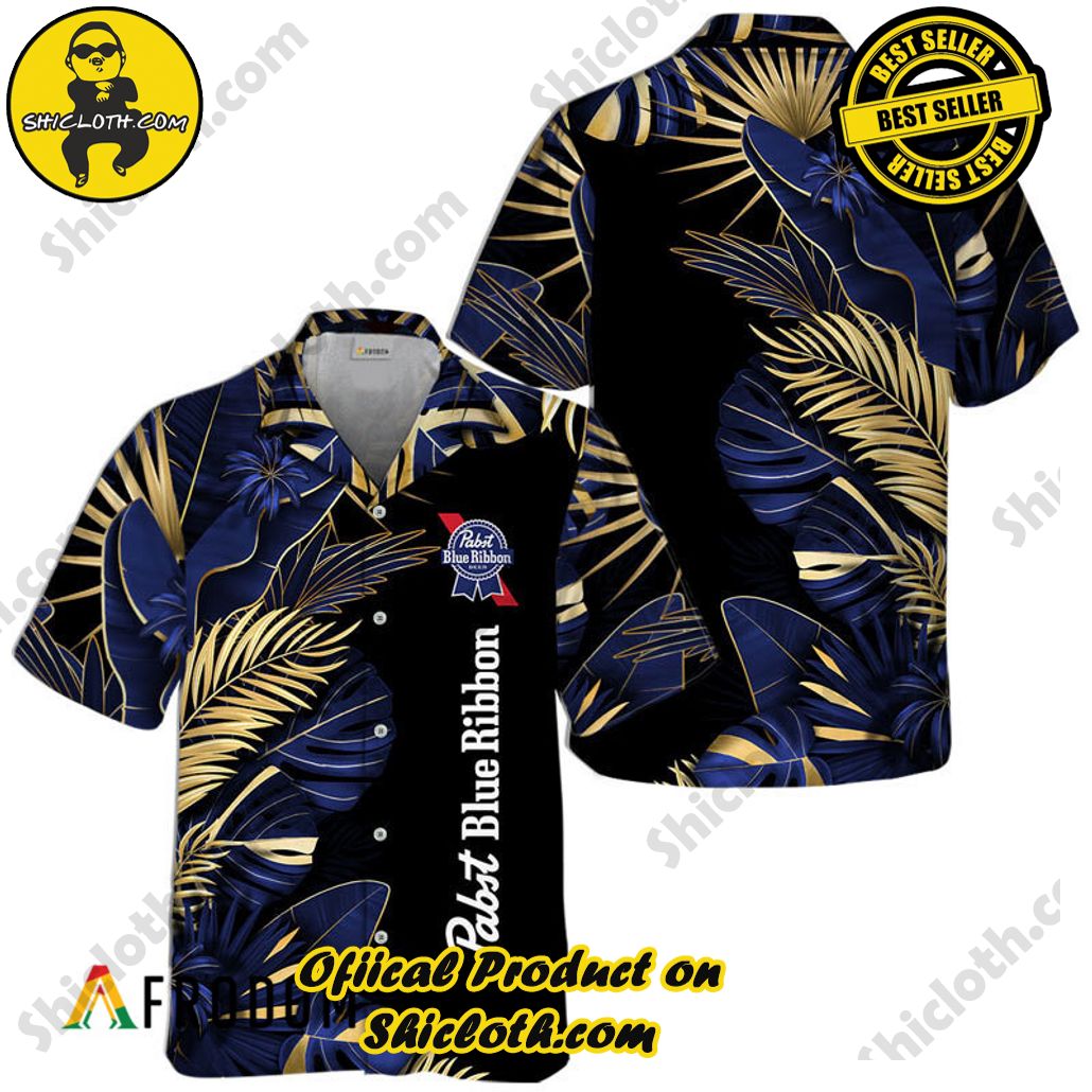 Shicloth's Island Chic: Unleash the Summer Spirit with Our Hawaiian Shirt and Shorts Ensemble 7 Pabst Blue Ribbon Tropical Palm Hawaiian Shirt