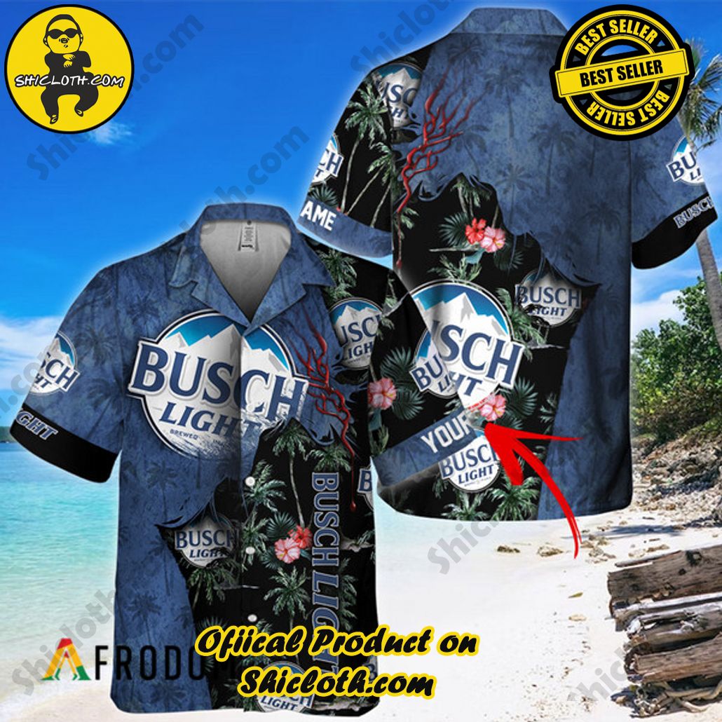 Shicloth's Island Chic: Unleash the Summer Spirit with Our Hawaiian Shirt and Shorts Ensemble 11 Personalized Aloha Busch Light God Hawaiian Shirt