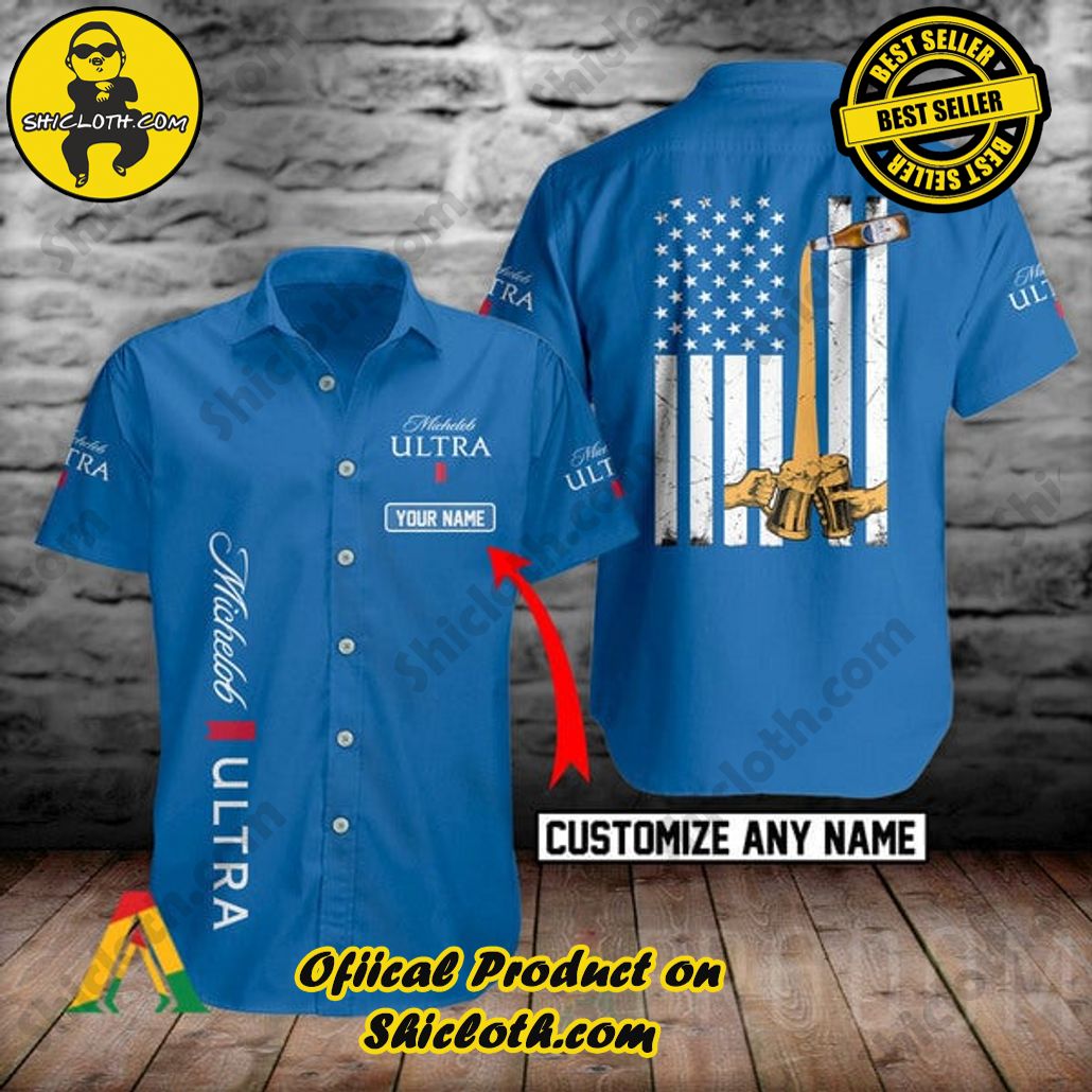 Stay Cool and Stylish: Shicloth's Tropical Button Shirt Collection 60 Personalized Basic Printed Michelob ULTRA Button Shirt
