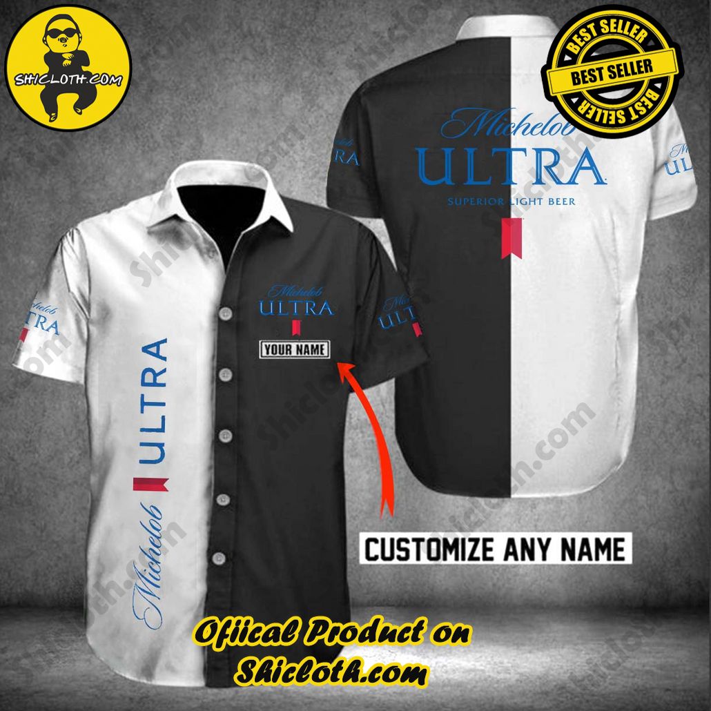 Experience Paradise: Shicloth's Tropical Flower Hawaiian Shorts 35 Personalized Multicolor Michelob Ultra Button Shirt