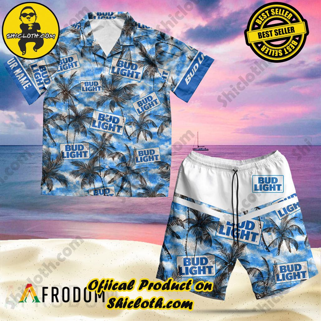 Shicloth's Island Chic: Unleash the Summer Spirit with Our Hawaiian Shirt and Shorts Ensemble 19 Personalized Tropical Bud Light Hawaiian Shirt And Shorts Set