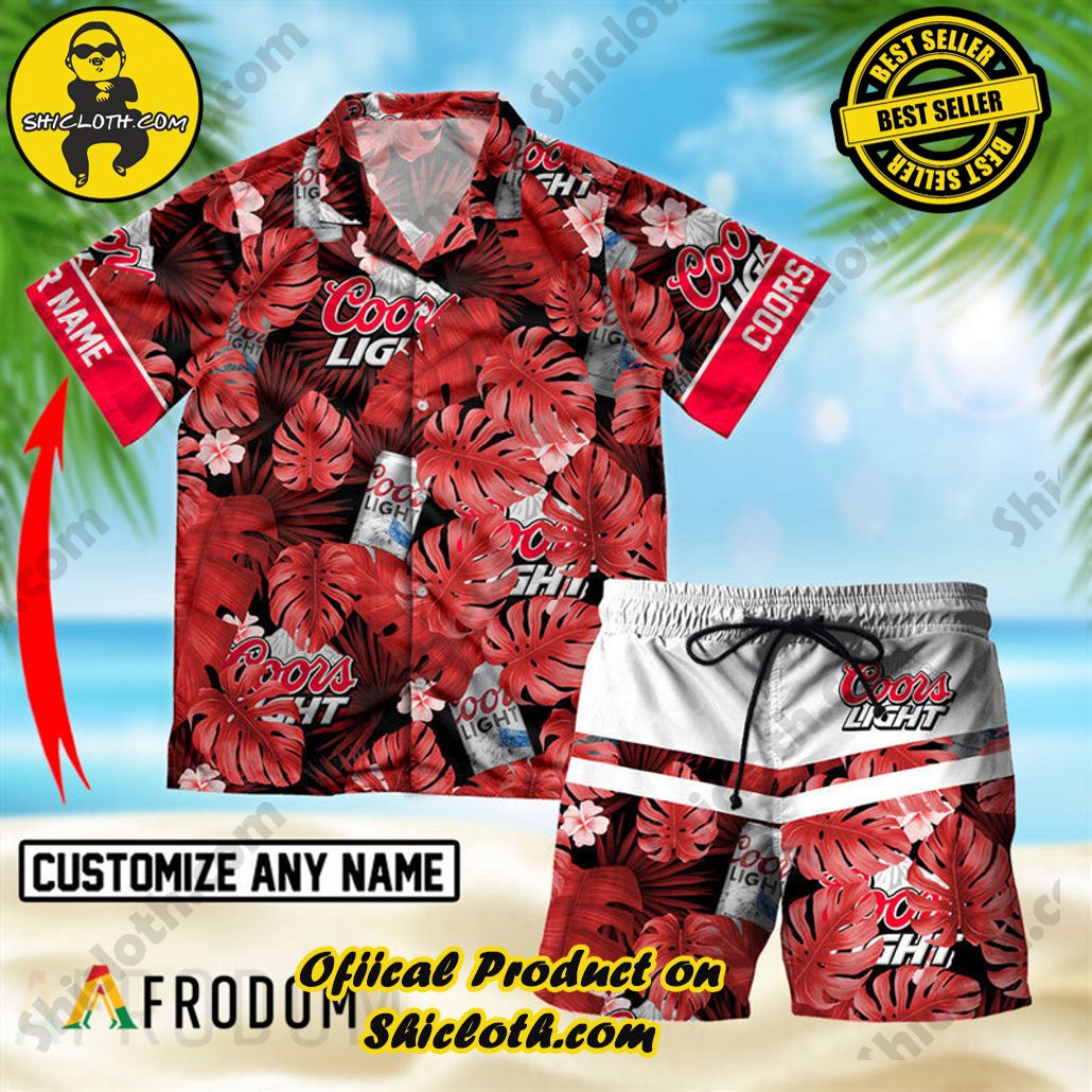 Shicloth's Island Chic: Unleash the Summer Spirit with Our Hawaiian Shirt and Shorts Ensemble 22 Personalized Tropical Coors Monstera Leaf Light Hawaiian Shirt And Shorts Set
