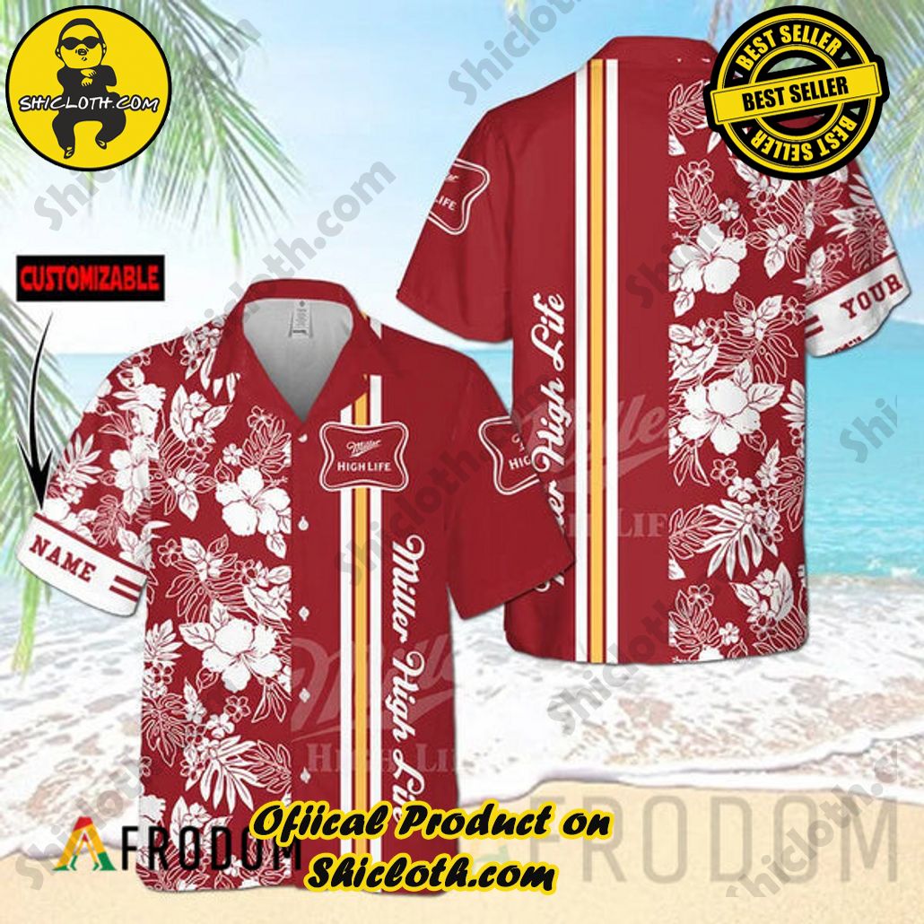 Shicloth's Island Chic: Unleash the Summer Spirit with Our Hawaiian Shirt and Shorts Ensemble 24 Personalized Tropical Flowers Miller High Life Hawaiian Shirt
