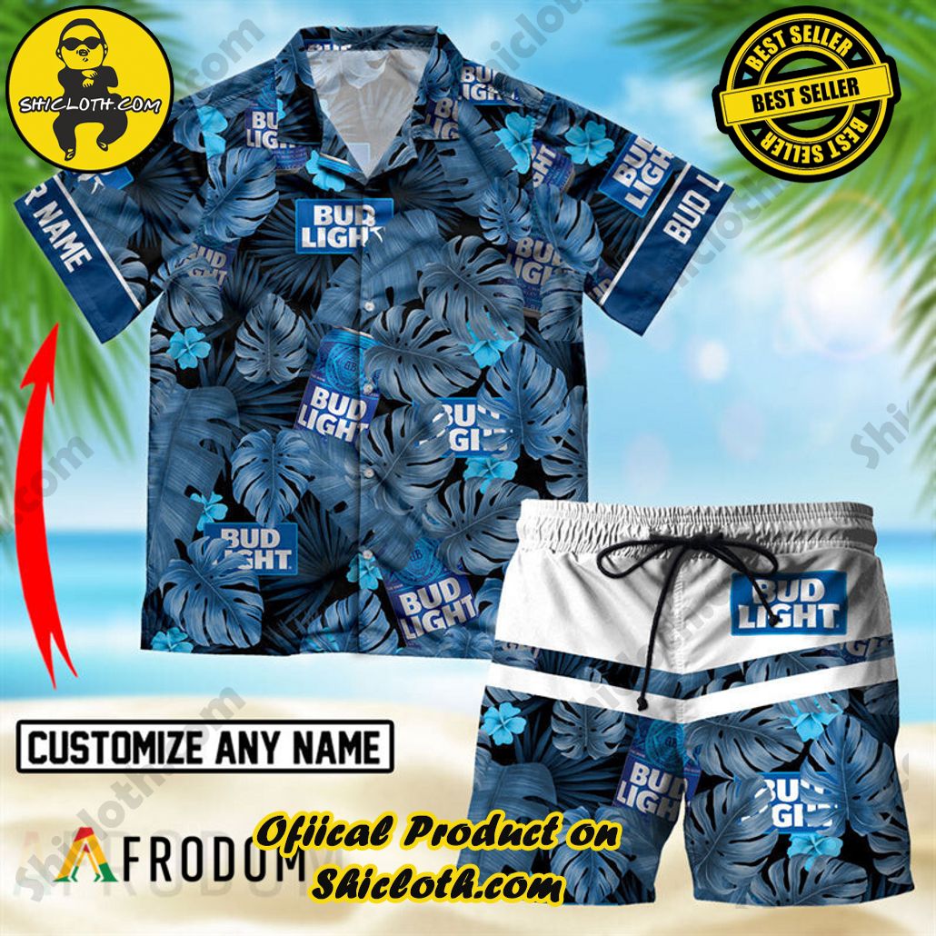 Shicloth's Island Chic: Unleash the Summer Spirit with Our Hawaiian Shirt and Shorts Ensemble 26 Personalized Tropical Monstera Leaf Bud Light Hawaiian Shirt And Shorts Set