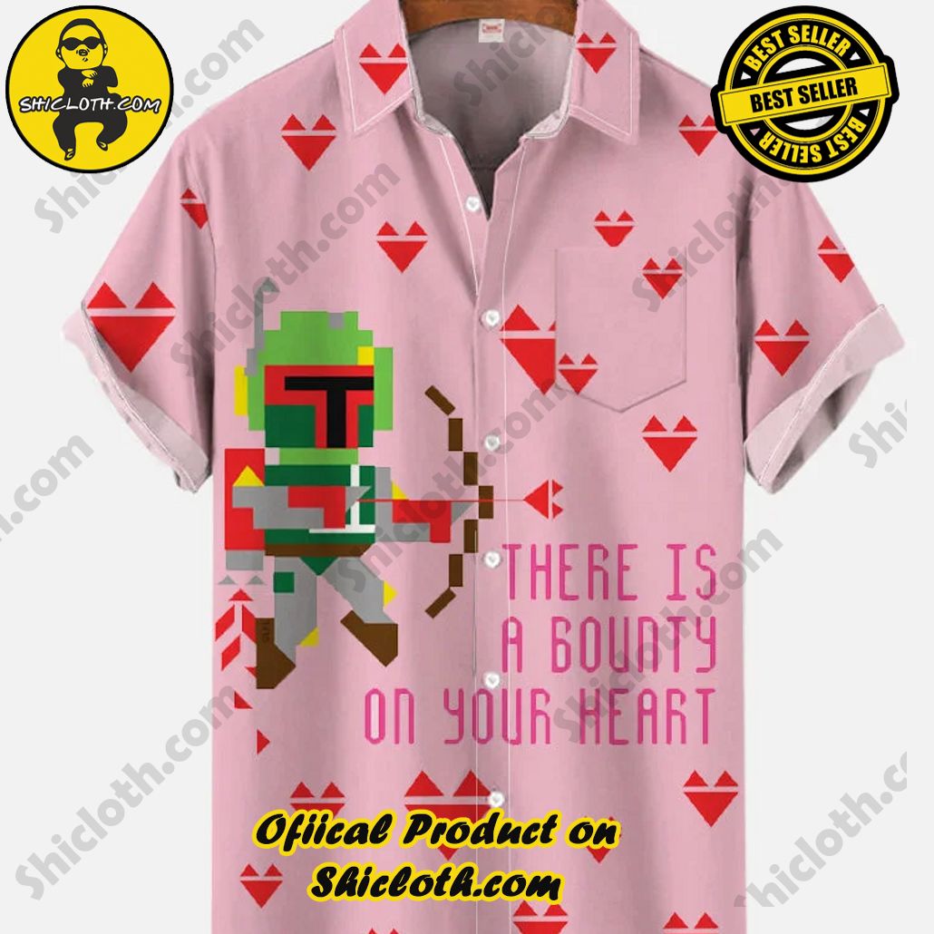Bare the Breeze: Shiclothshop's Short Sleeve Shirts Unveiled 46 Pink Happy Valentine's Day Space Wars Samurai Cupid Printing Breast Pocket Short Sleeve Shirt