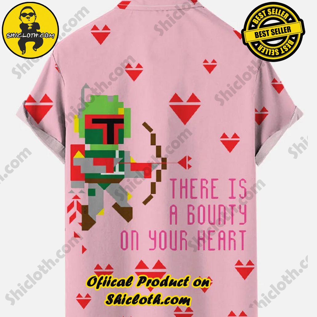 Pink Happy Valentine’s Day Space Wars Samurai Cupid Printing Breast Pocket Short Sleeve Shirt Pink Happy Valentine’s Day Space Wars Samurai Cupid Printing Breast Pocket Short Sleeve Shirt