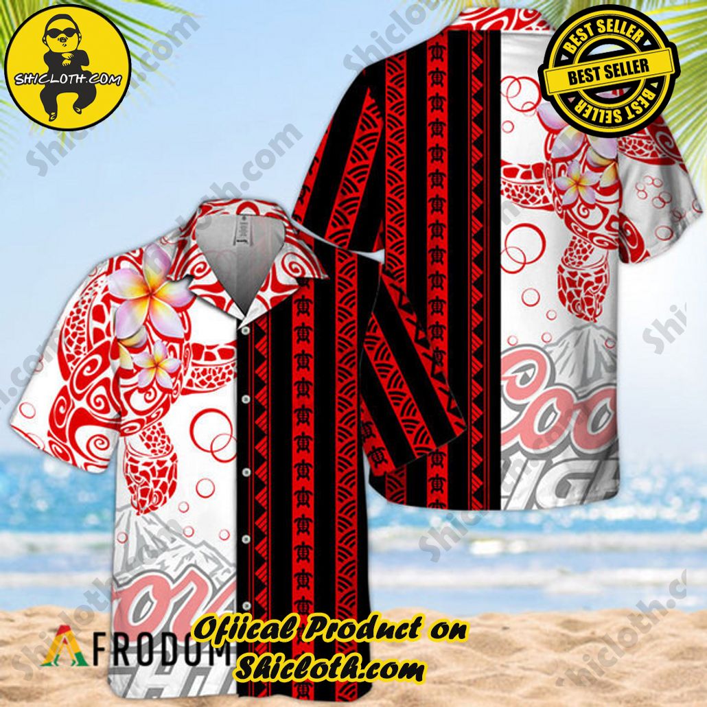 Shicloth's Island Chic: Unleash the Summer Spirit with Our Hawaiian Shirt and Shorts Ensemble 40 Polynesian Blend Ocean Turtle Coors Light Hawaiian Shirt