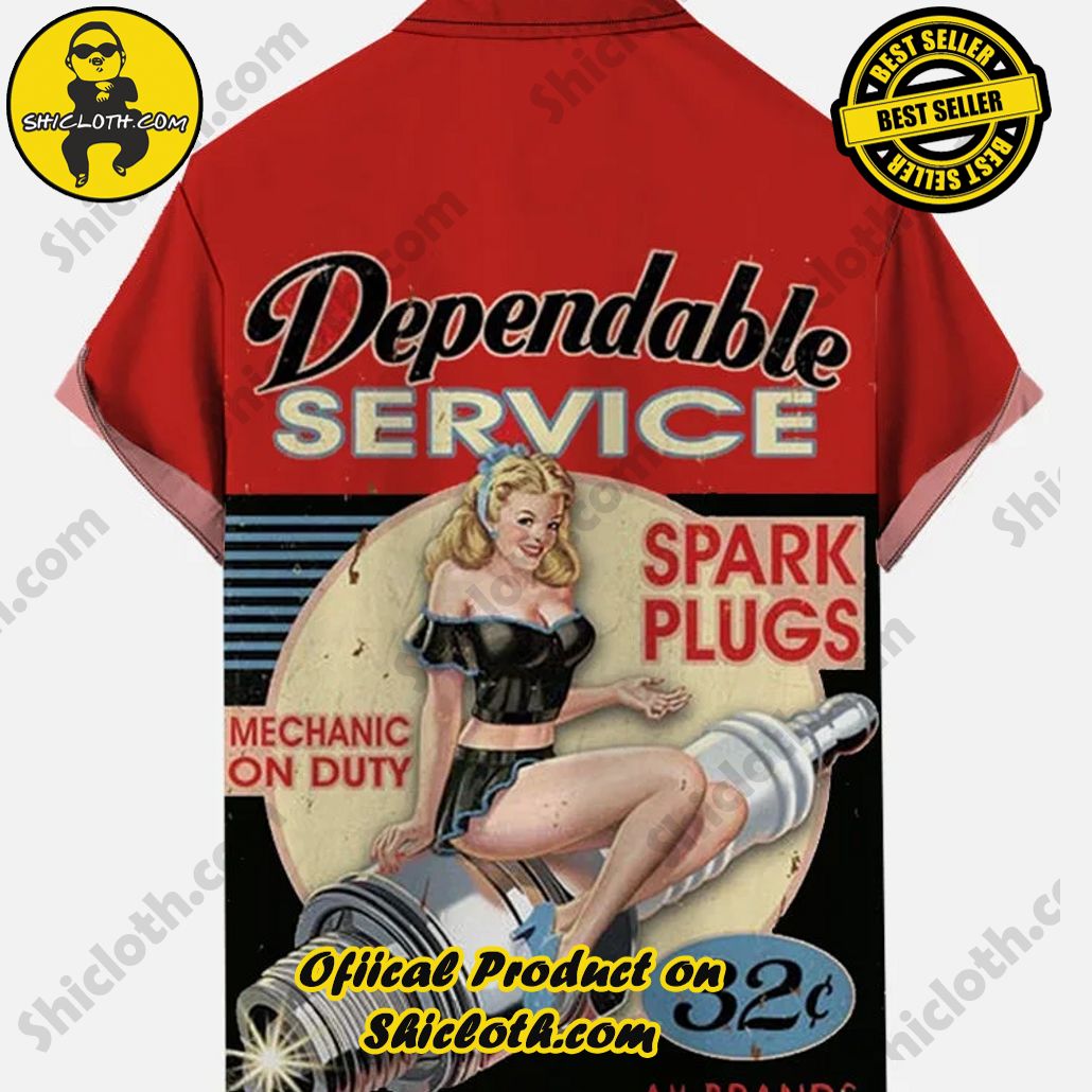 Red American Vintage Style Screw Girl Pin Up Girl Printing Short Sleeve Shirt Red American Vintage Style Screw Girl Pin Up Girl Printing Short Sleeve Shirt