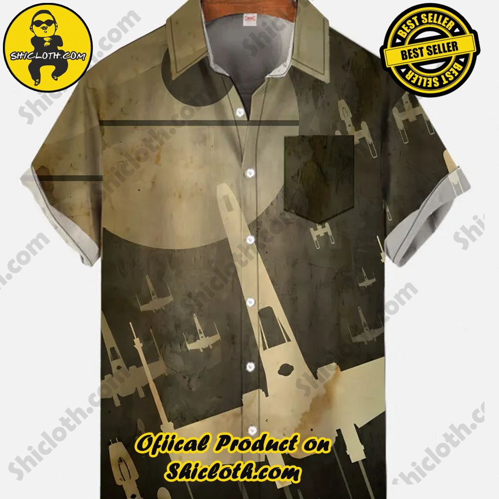 Bare the Breeze: Shiclothshop's Short Sleeve Shirts Unveiled 146 Retro Ancient Space Vehicles Mural Printing Breast Pocket Short Sleeve Shirt