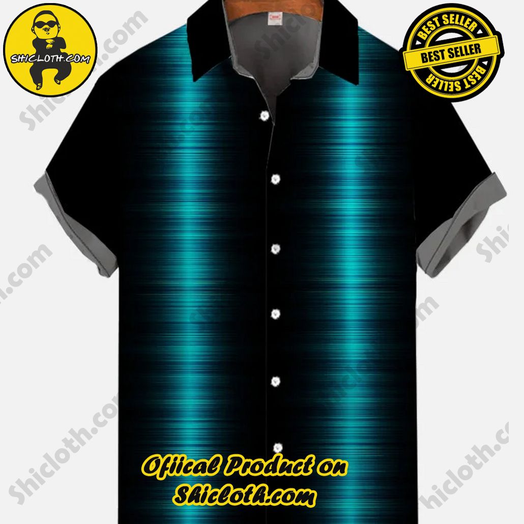 Shicloth's Tropical Elegance: Embrace Summer Vibes with Our Hawaiian Shirt and Shorts Set 55 Retro Black And Art Light Cool Technical Stripes Stitching Printing Short Sleeve Shirt