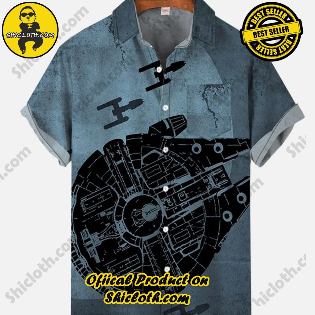 Bare the Breeze: Shiclothshop's Short Sleeve Shirts Unveiled 147 Retro Blue Space Vehicles And Drones Printing Breast Pocket Short Sleeve Shirt